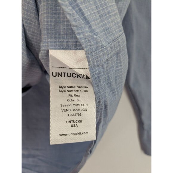 UNTUCKit Button Up Shirt Size L Micro Check Business Casual Preppy Modern Office - Picture 7 of 8